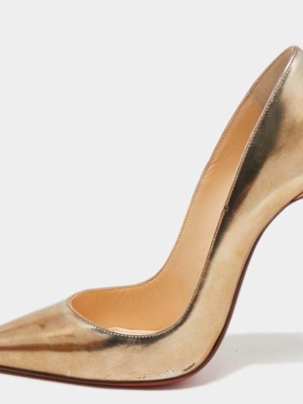 Christian Louboutin Gold Metallic Pointed-Toe Stiletto Pump